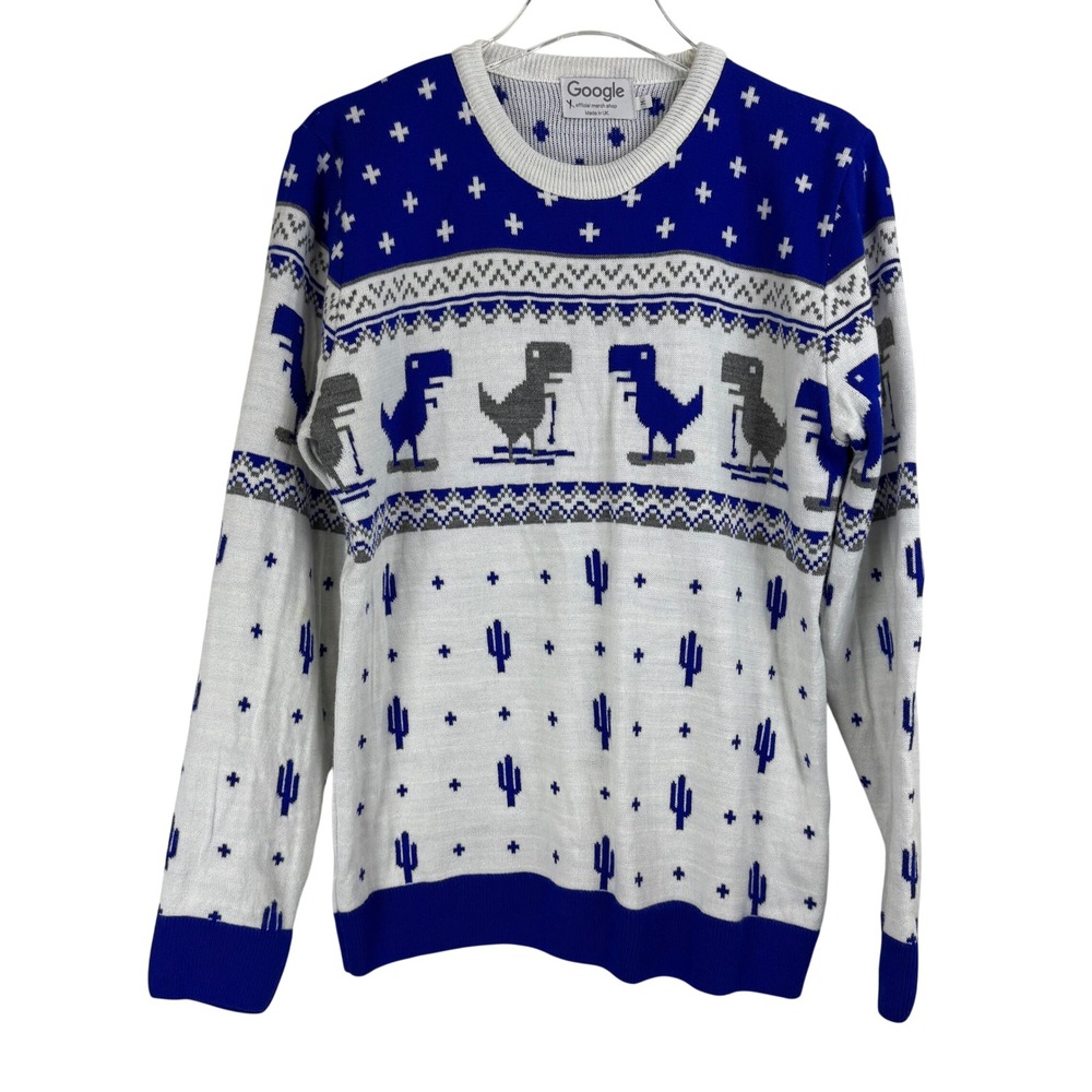Google UK Official Merch Shop WINTER STAN JUMPER‎ Dinosaur DINO Sweater Men M